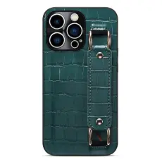 OEM - iPhone 14 Pro Max Skal Korth&aring;llare Crocodile - Gr&ouml;n