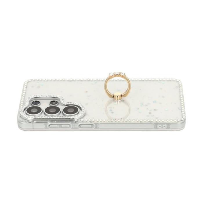 OEM - Mobilskal för Samsung Galaxy S26 Ultra Ring Kickstand TPU + PC - Glitterstjärnor