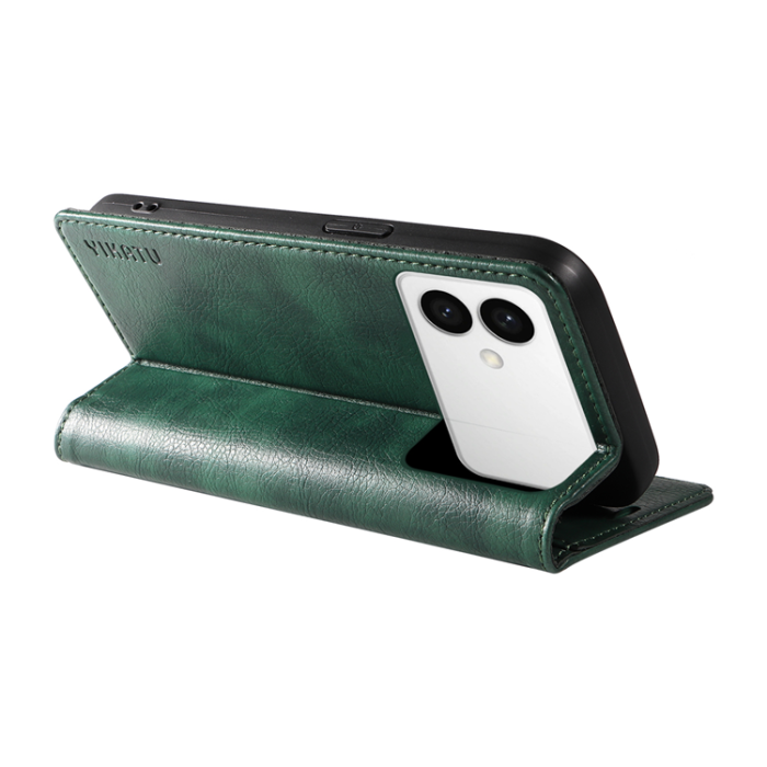 YIKATU - YIKATU Galaxy S26 Edge Plånboksfodral Litchi Läder - Grön