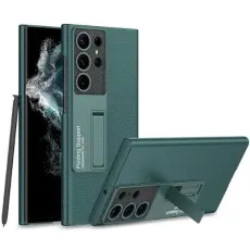GKK - GKK Galaxy S23 Ultra Mobilskal Kickstand PU-Läder - Grön