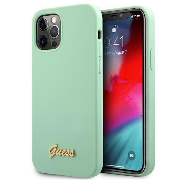 Guess Skal iPhone 12 & 12 Pro Metal Logo Script - Grön | 2353 | AlltMobil
