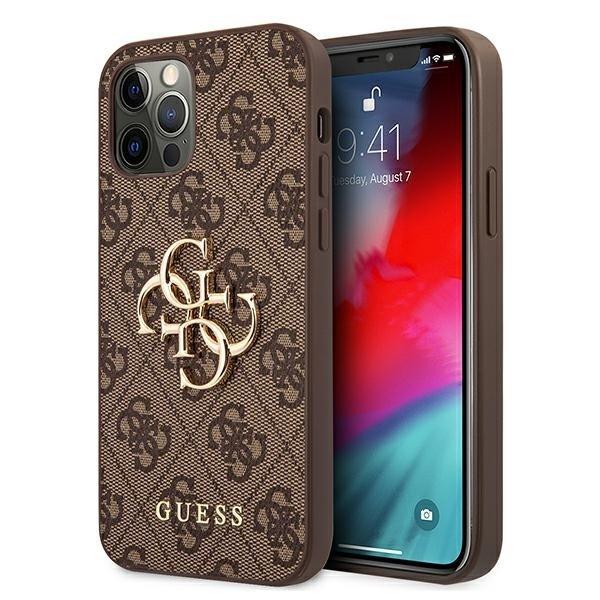 GUESS Skal iPhone 12 & 12 Pro Metal Logo - Brun | 2353 | AlltMobil