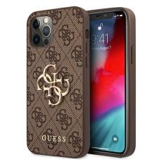 UTGATT5 - GUESS Skal iPhone 12 & 12 Pro Metal Logo - Brun