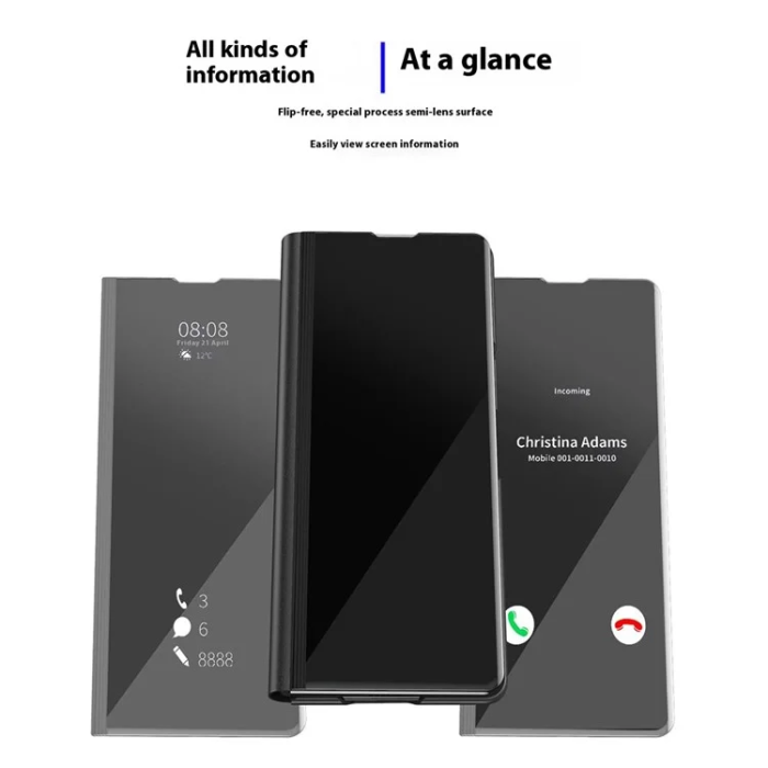 A-One Brand - Galaxy Z Fold7 5G Mobilskal View Window PU Läder + PC - Guld