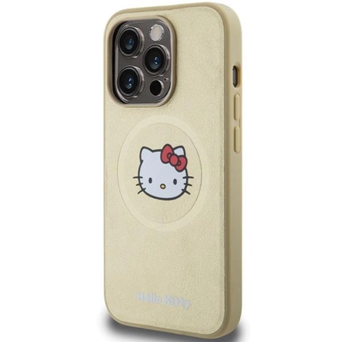 Hello Kitty - Hello Kitty iPhone 13 Pro Max Mobilskal Magsafe Läder Kitty Head - Guld
