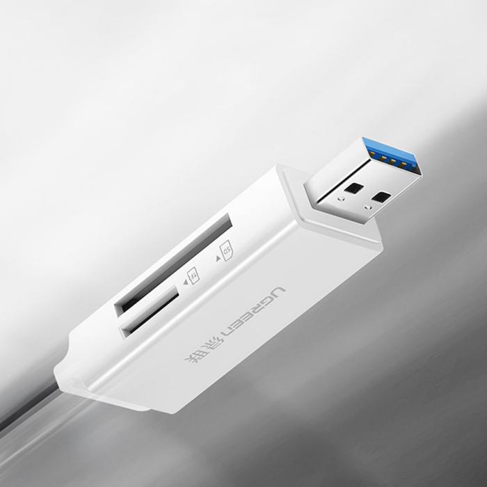 Ugreen - Ugreen Bärbar TF/SD-kortläsare för USB 3.0 - Vit