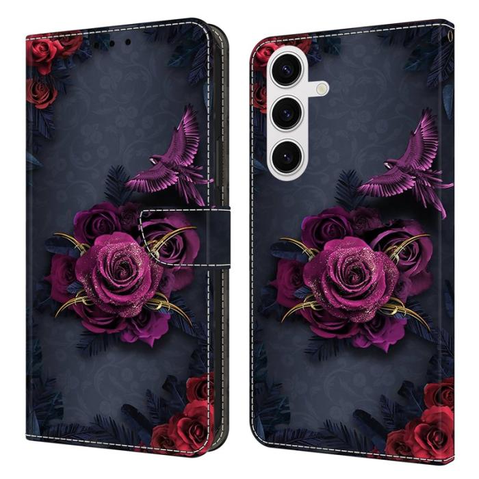 OEM - Samsung Galaxy S26 Plånboksfodral Konstläder Flip Ställ Lila Blommor