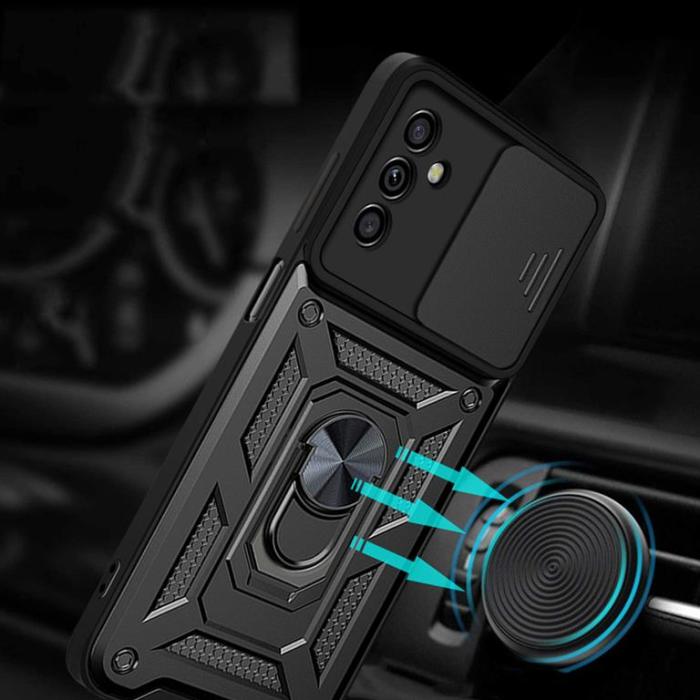 UTGATT - Galaxy A13 5G/A04s 4G Skal med Ringhållare Hybrid Armor Camshield - Blå