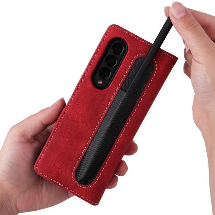 UTGATT1 - Galaxy Z Fold 4 Plånboksfodral 2in1 Detachable - Röd
