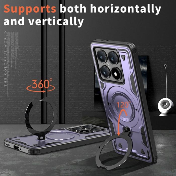 N/A - Mobilskal till Xiaomi 14T Militärt Skydd PC+TPU Med Ställ - Lila