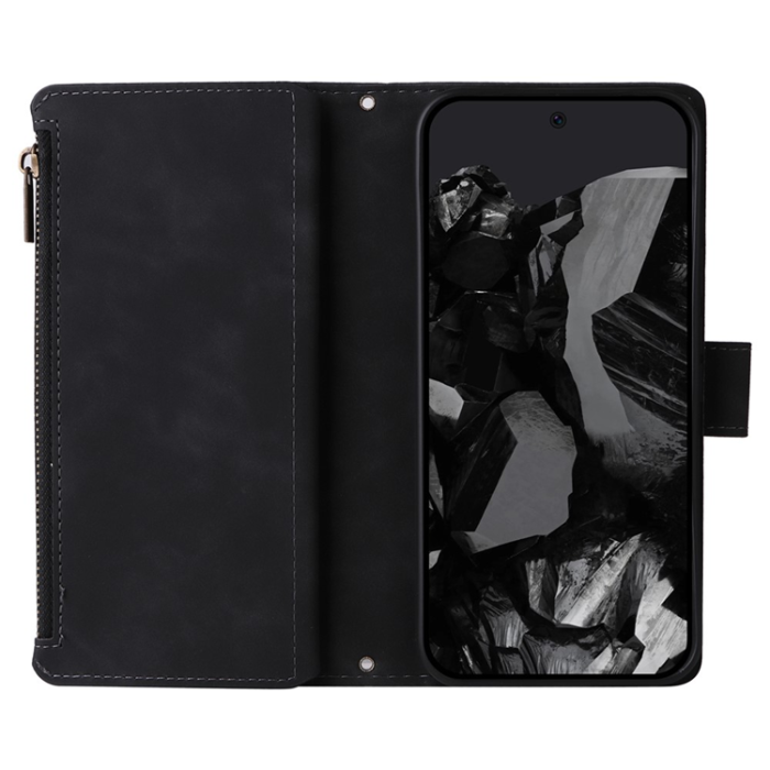 A-One Brand - Google Pixel 9 Pro XL/10 Pro XL Plånboksfodral Zipper med Strap - Svart