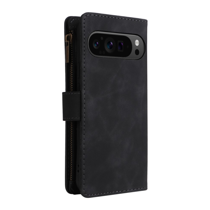 A-One Brand - Google Pixel 9 Pro XL/10 Pro XL Plånboksfodral Zipper med Strap - Svart