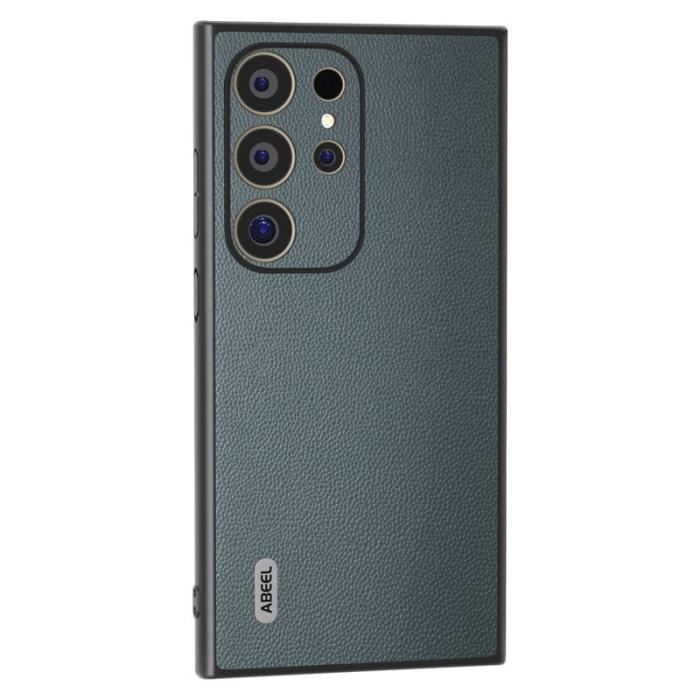 ABEEL - ABEEL Samsung Galaxy S24 Ultra Plånboksfodral Äkta Läder Grön