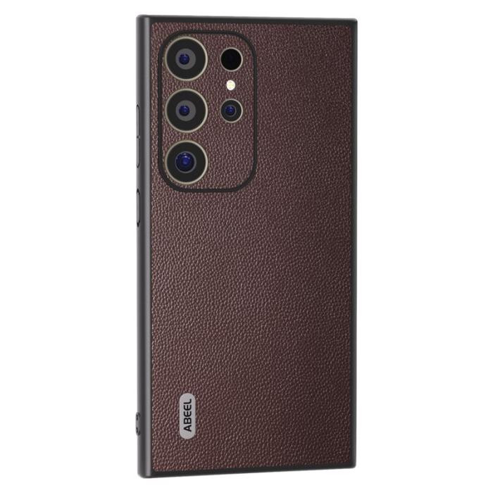 ABEEL - ABEEL Samsung Galaxy S24 Ultra Plånboksfodral Äkta Läder Brun
