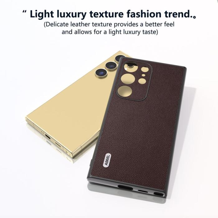 ABEEL - ABEEL Samsung Galaxy S24 Ultra Plånboksfodral Äkta Läder Brun