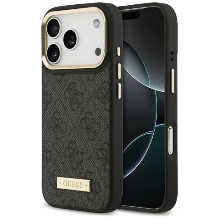 Guess - Guess iPhone 17 Pro Mobilskal MagSafe 4G Logo Plate - Svart