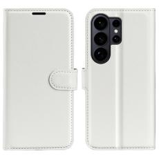 OEM - LITCHI Samsung Galaxy S26 Ultra Pl&aring;nboksfodral Konstl&auml;der Skydd - Vit