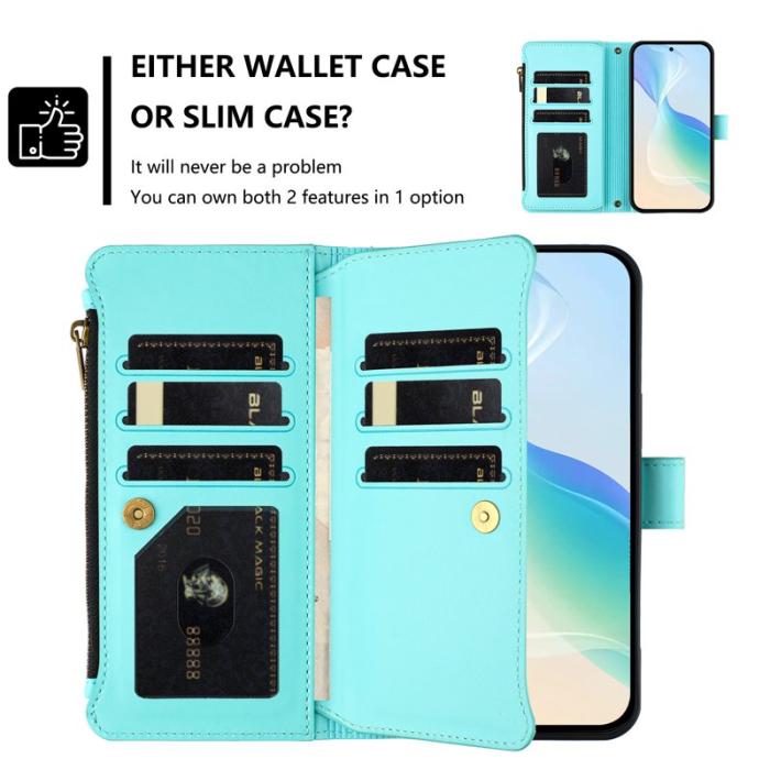 OEM - Samsung Galaxy A35 5G Fodral Äkta Läder 9 Kortfack - Mintgrön