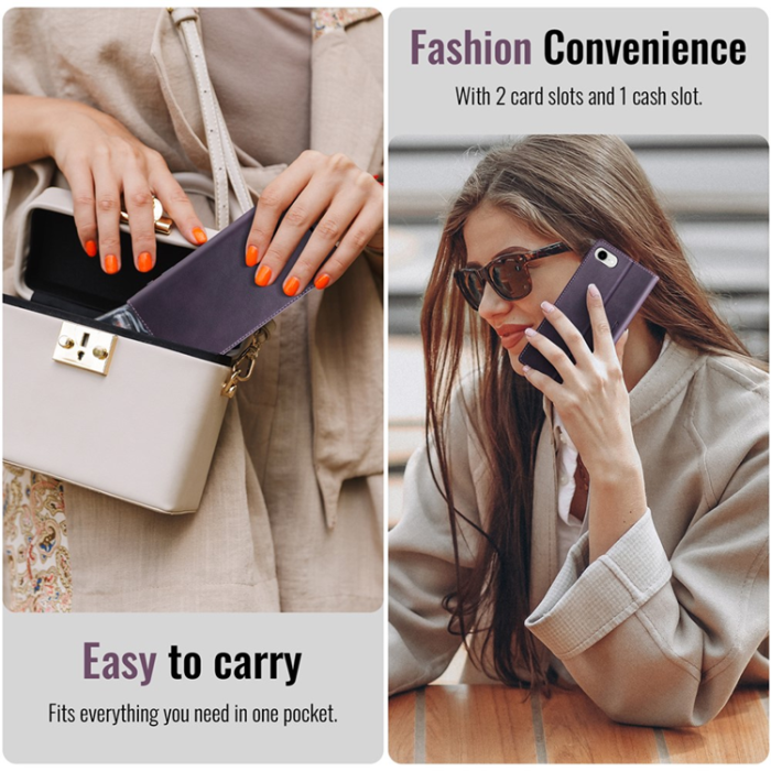 Caseme - Caseme iPhone 16e Plånboksfodral RFID Blocking - Lila