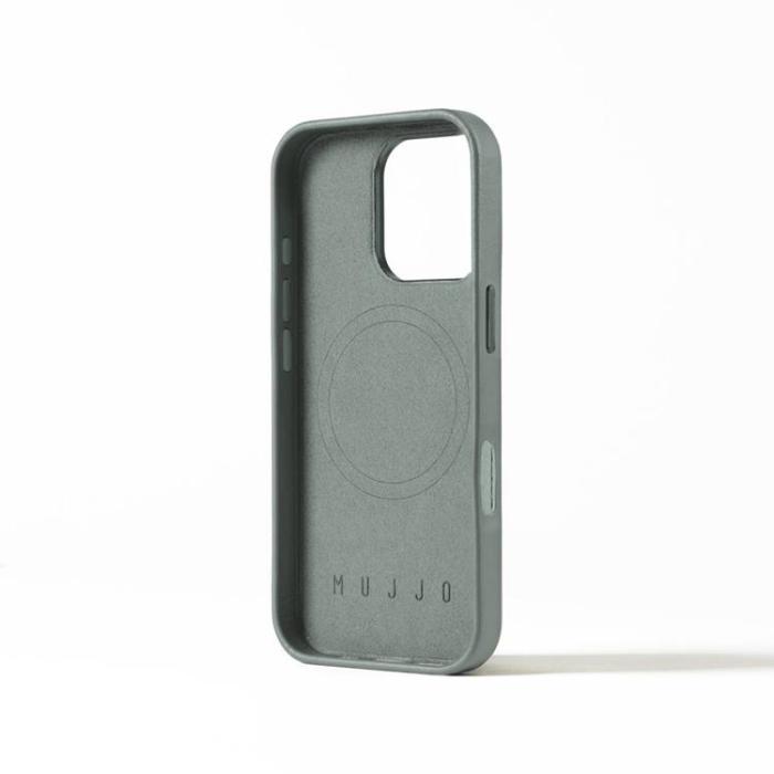 Mujjo - Mujjo iPhone 16 Pro Mobilskal MagSafe Läder - Grön Rök