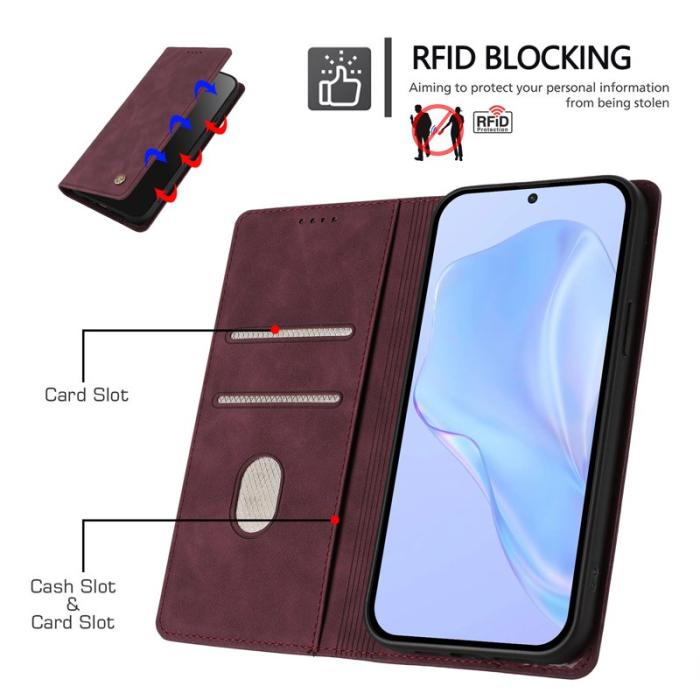 OEM - Plånboksfodral för Samsung Galaxy S26 Konstläder RFID - Vinröd