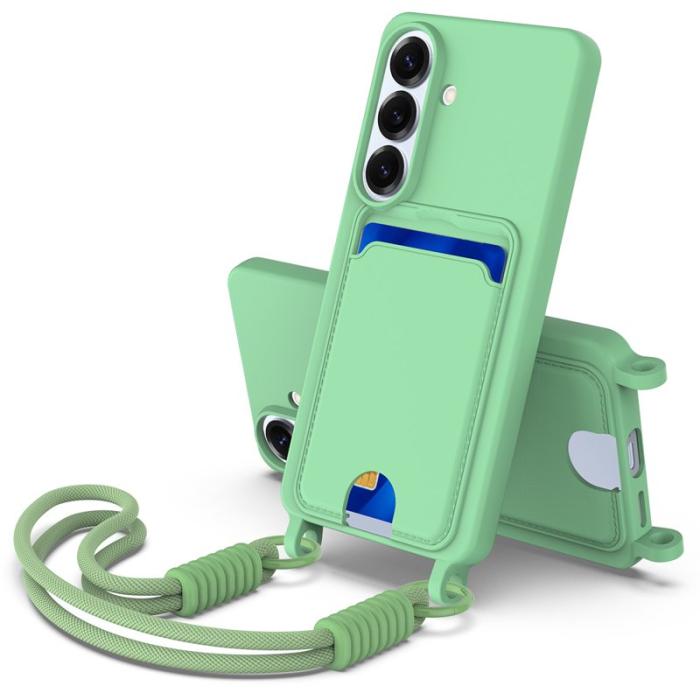 OEM - Mobilskal för Samsung Galaxy S26 Flytande silikon med kortfack - Grön