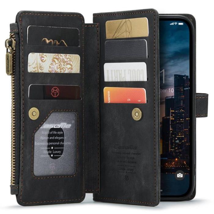 Caseme - CASEME iPhone 14 Pro Max Plånboksfodral C30 Zipper - Svart