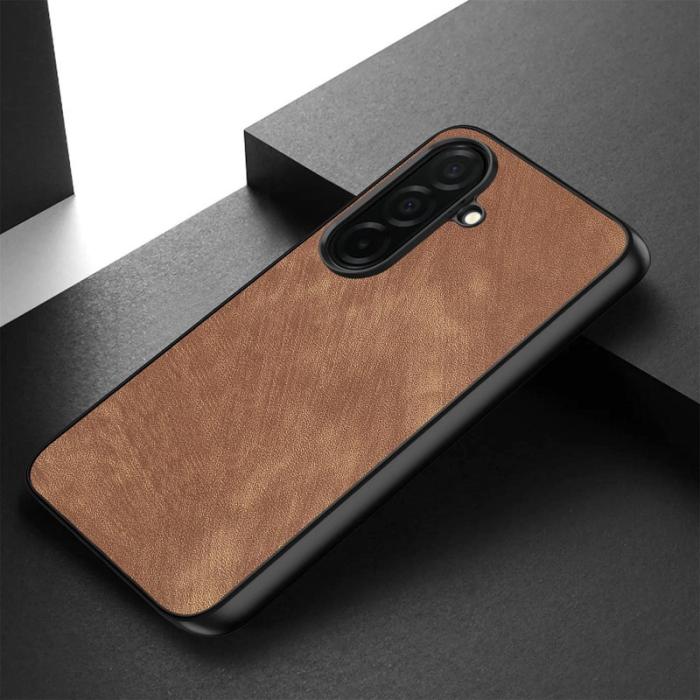 OEM - Mobilskal för Samsung Galaxy S26 Stöttålig Slim Retro Konstläder - Brun
