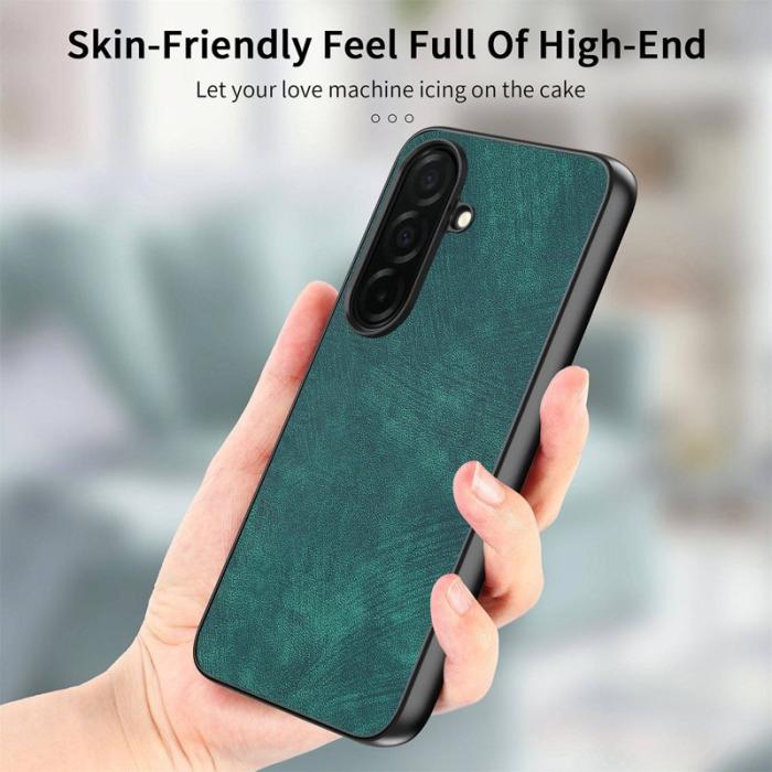 OEM - Mobilskal för Samsung Galaxy S26 Stöttålig Slim Retro Konstläder - Grön