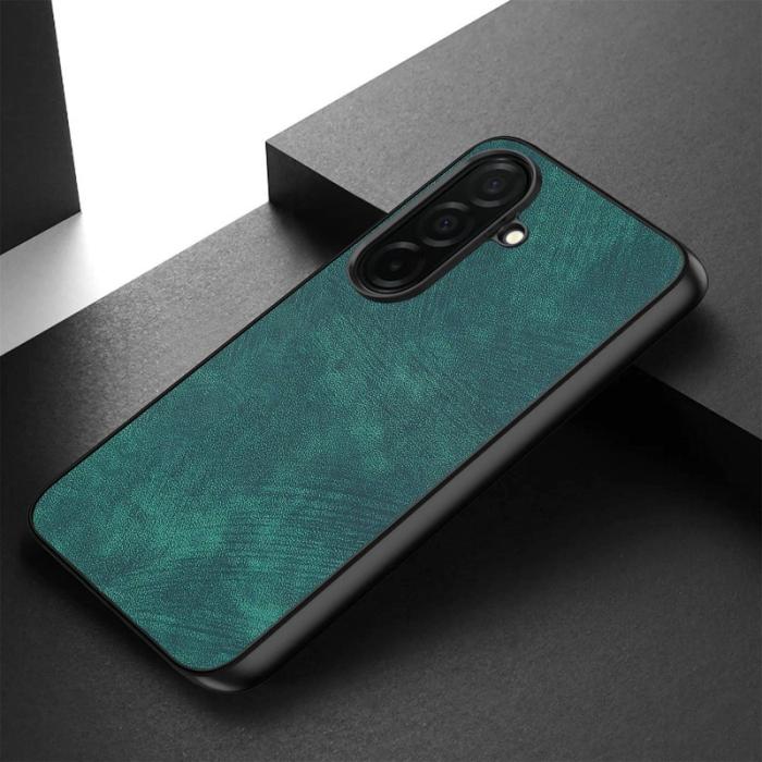 OEM - Mobilskal för Samsung Galaxy S26 Stöttålig Slim Retro Konstläder - Grön