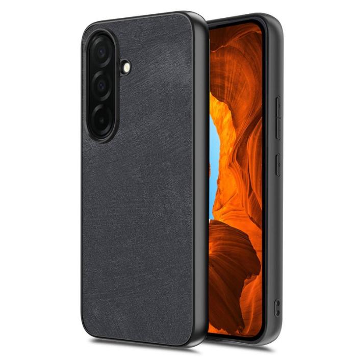 OEM - Mobilskal för Samsung Galaxy S26 Stöttålig Slim Retro Konstläder - Svart