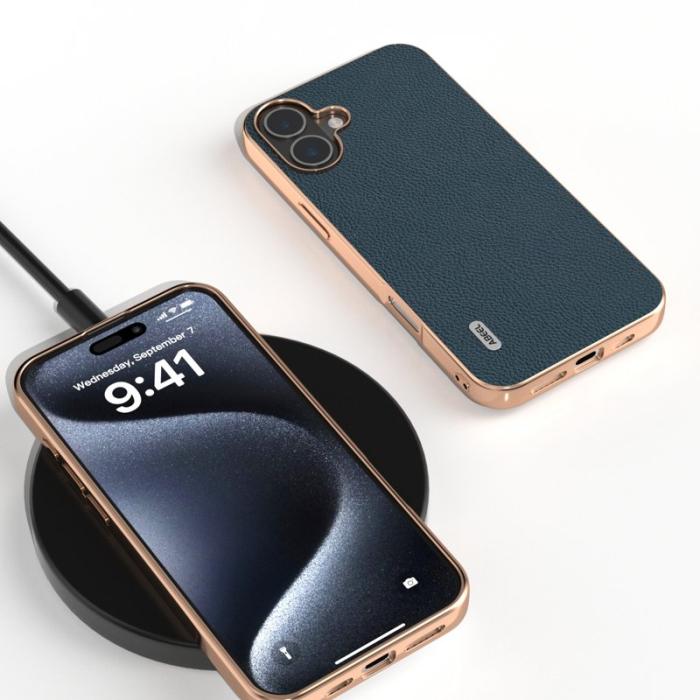 ABEEL - ABEEL Mobilskal till iPhone 16 Plus Horizon Series Grön Äkta läder+TPU