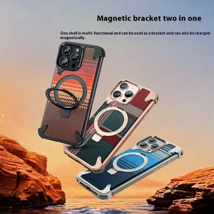 A-One Brand - iPhone 16 Pro Max Mobilskal Magsafe Aramid Fiber Kickstand - Titan