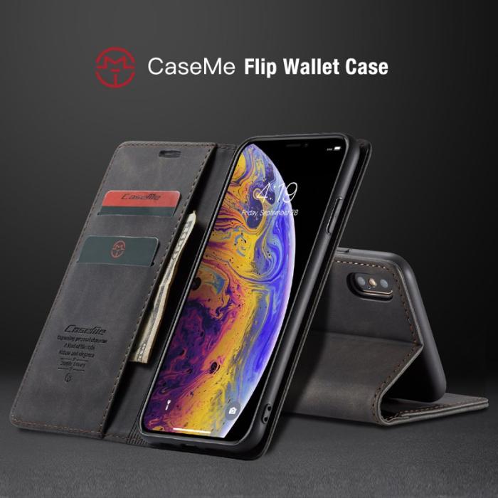 Caseme - CASEME 013 Series iPhone XS/X 5.8 tum Retro Flip Fodral - Svart