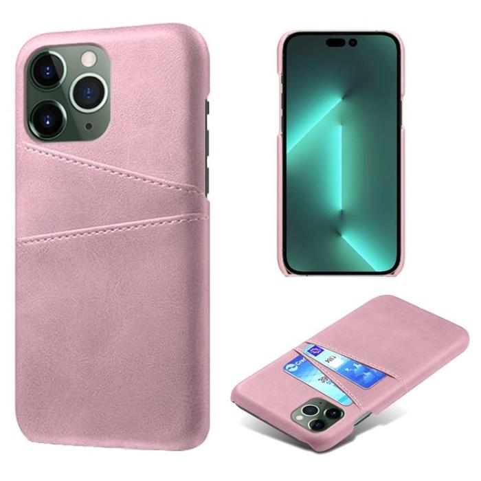 OEM - iPhone 14 Pro Skal Korthållare PU Läder - Rosa Guld