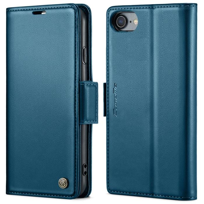 Caseme - CASEME Litchi Texture Plånboksfodral Konstläder iPhone 6/7/8/SE Blå