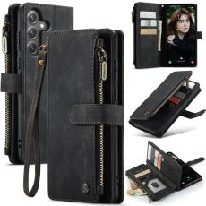Caseme - CASEME Konstl&auml;der Pl&aring;nboksfodral f&ouml;r Samsung Galaxy S25 FE med rem - Svart
