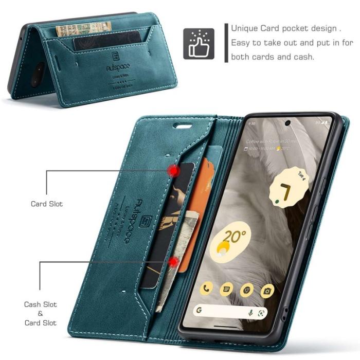 AUTSPACE - AUTSPACE A01 Fodral för Google Pixel 7 5G - KonstLäder - Blå