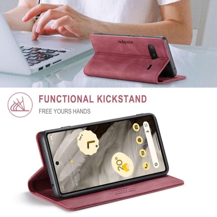 AUTSPACE - AUTSPACE A01 Fodral för Google Pixel 7 5G - KonstLäder - Röd