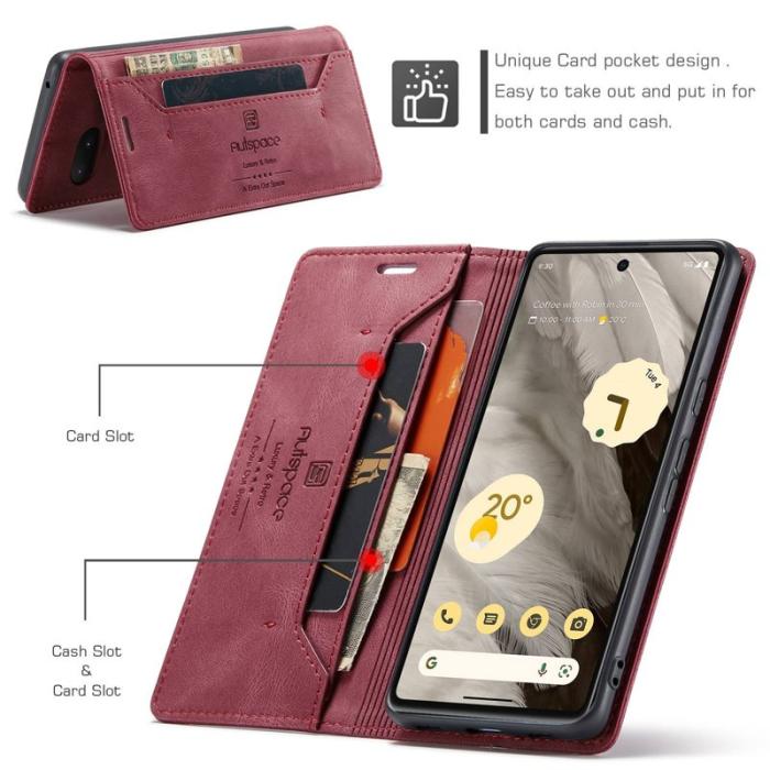 AUTSPACE - AUTSPACE A01 Fodral för Google Pixel 7 5G - KonstLäder - Röd