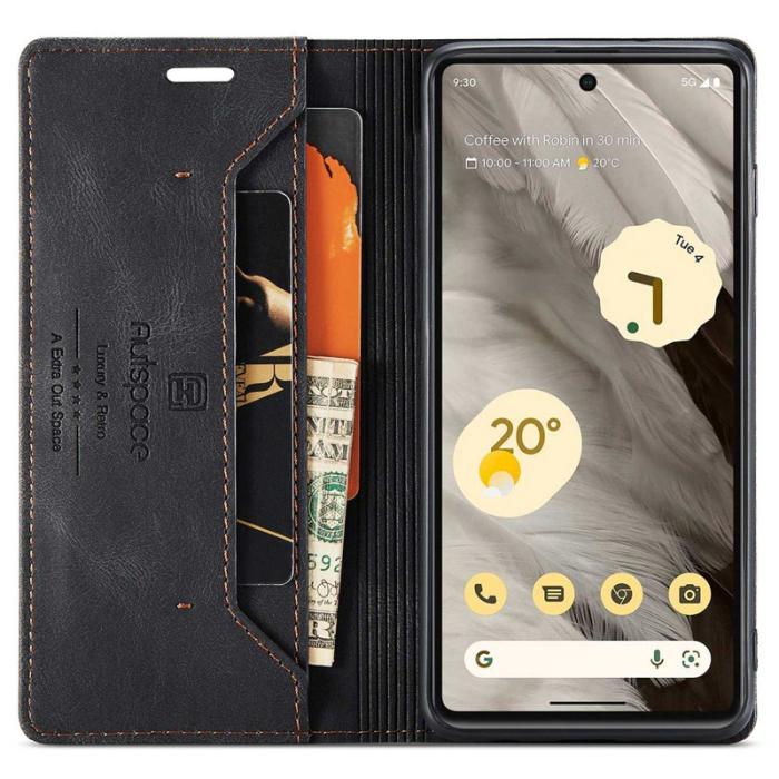 AUTSPACE - AUTSPACE A01 Fodral för Google Pixel 7 5G - KonstLäder - Svart