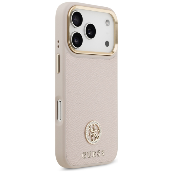 Guess - Guess iPhone 17 Pro Mobilskal Magsafe Grained Strass Logo - Rosa