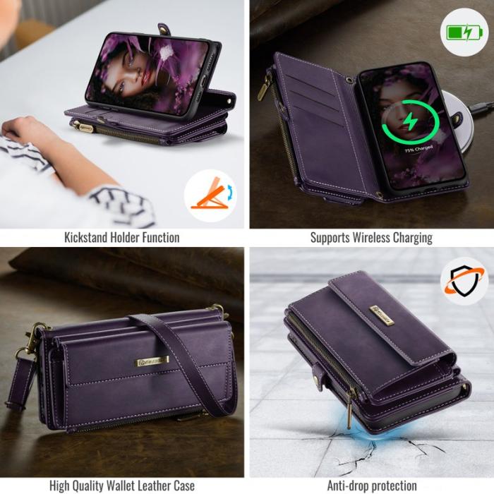 Caseme - CASEME Konstläder Plånboksfodral till iPhone XS Max 6.5 tum Lila