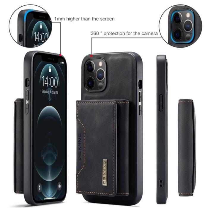 DG.MING - DG.MING M2 Series 2-in-1 Tri-Fold Wallet Mobilskal iPhone 13 Pro - Svart