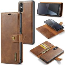 DG.MING - DG.MING Sony Xperia 10 VI Pl&aring;nboksfodral 2 i 1 Avtagbar &Auml;kta l&auml;der - Brun