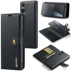 DG.MING - DG.MING Sony Xperia 10 VI Pl&aring;nboksfodral 2 i 1 Avtagbar &Auml;kta l&auml;der - Svart
