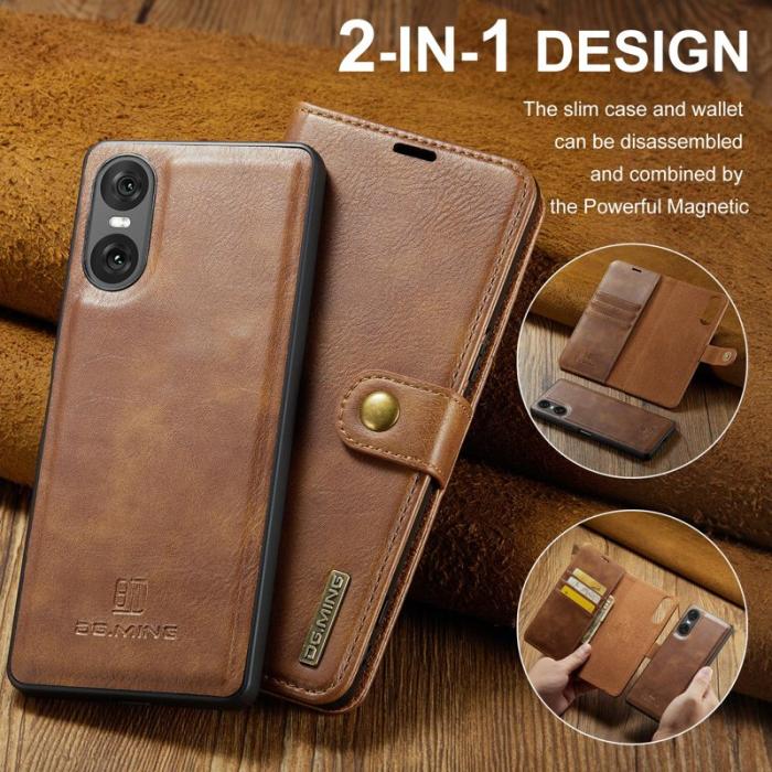 DG.MING - DG.MING Sony Xperia 10 VI Plånboksfodral 2 i 1 Avtagbar Äkta läder - Brun