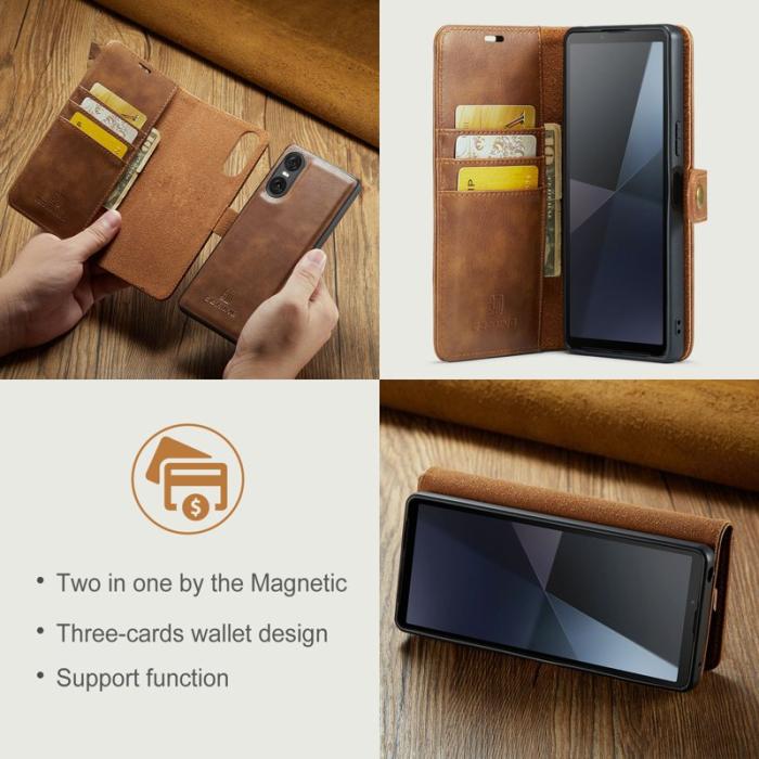DG.MING - DG.MING Sony Xperia 10 VI Plånboksfodral 2 i 1 Avtagbar Äkta läder - Brun