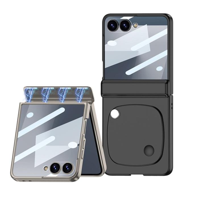 GKK - GKK Samsung Galaxy Z Flip7 Fodral - PC Tempered Glass - Blå