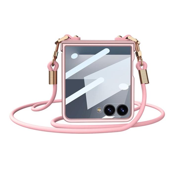 GKK - GKK Samsung Galaxy Z Flip7 Fodral - PC Tempered Glass - Rosa